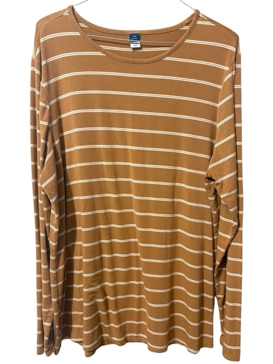 Old Navy Tops - Old Navy Brown and White Striped Long Sleeve Shirt